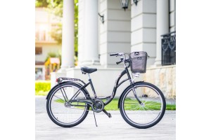 Велосипед жіночий міський VANESSA 28 Black з кошиком Польща