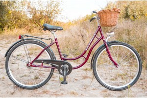 Велосипед жіночий міський Uniwersal 26 Red з кошиком Польща